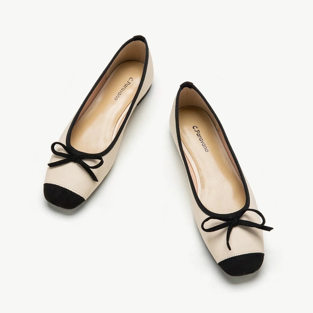 C.Paravano Women’s Cap-Toe Ballet Flats (Elena) Size 39 8 1/2